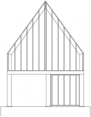 Pohled na štít rámové konstrukce