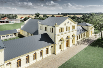 Konírna Basedow s krytinou PREFA P.10