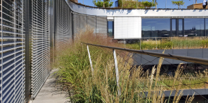 Obr. 9: Truhlíky s travinami na balkónech atria