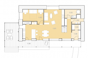 Obr. 1a: Půdorys objektu – 1. NP
