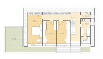 Obr. 1b: Půdorys objektu – 2. NP