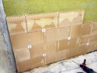 Obr. 3: Předstěna z cihel Porotherm 8 Profi mechanicky kotvená přes MW tl. 20 mm na neomítnutou stranu stěny z Porotherm 25 AKU SYM