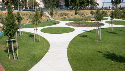 Cestička z drenážního betonu ZAPA DROP, městský park Jama v Bratislavě