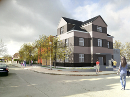 Finální podoba vstupu a okolí školy po dokončení areálu