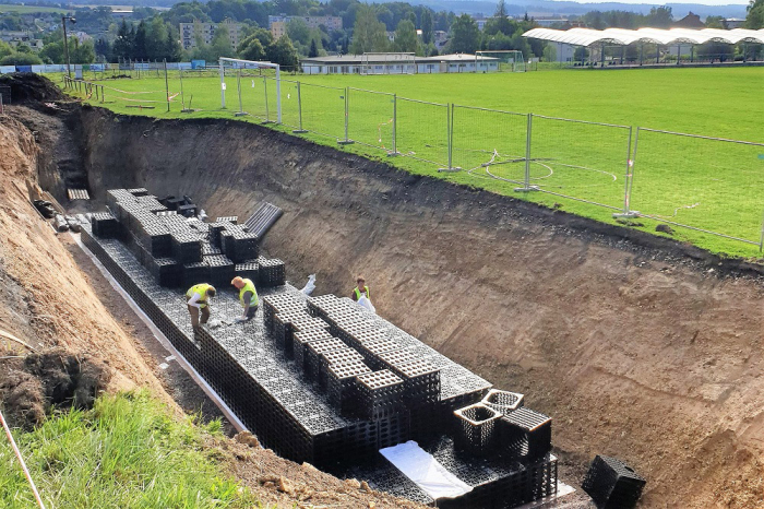 Řízený svod dešťových vod u cyklocentra na Orlicku