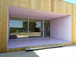 Obr: 5: Příklad osazení HS portálu s požadavkem na bezbariérové řešení. Vzhledem umístění na terénu je zde řešena i protiradonová ochrana objektu. Detail je vhodně umístěn v zapuštěné pozici kryté stavbou vůči přímému působení klimatických jevů.