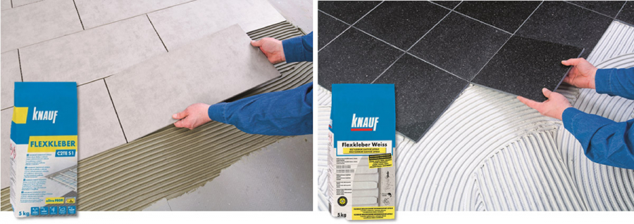 Na lepení velkoformátové dlažby je specialistou Knauf Flexkleber