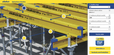 Prostřednictvím aplikace Doka Tools je možné snadněji naplánovat například stropní nebo stěnová bednění. Na foto je optimalizační program pro tradiční nosníkové bednění Dokaflex.