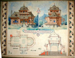 Obr. 1: Původní projekt D. Jurkoviče z r. 1899, dnes ve Státním archivu v Bratislavě