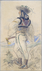 Obr. 19: Nalezené originální návrhy postav pro výmalbu Libušína od Mikoláše Alše