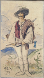 Obr. 19: Nalezené originální návrhy postav pro výmalbu Libušína od Mikoláše Alše