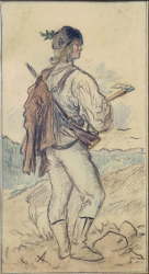 Obr. 19: Nalezené originální návrhy postav pro výmalbu Libušína od Mikoláše Alše