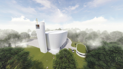 V Neratovicích se připravuje stavba kostela od architekta Zdeňka Fránka, vizualizace www.farnostneratovice.cz