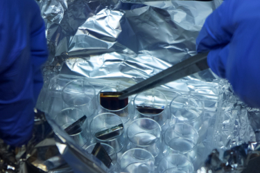 Příprava fotovoltaického článku v rukavicovém boxu naplněném dusíkem