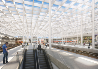 Nový Terminál Smíchov, návrh: A69 – architekti, vizualizace: DOUSEK-ZABORSKY.com