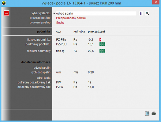 Obr. 1: Komín je v pořádku, ale není vhodný pro daný typ spotřebiče. Dle výpočtu komín o průměru 200 mm nevyhovuje, a stejný komín o průměru 160 mm výpočtově vyhoví.