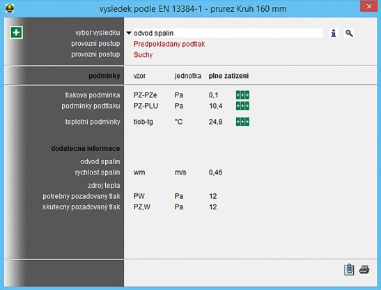 Obr. 1: Komín je v pořádku, ale není vhodný pro daný typ spotřebiče. Dle výpočtu komín o průměru 200 mm nevyhovuje, a stejný komín o průměru 160 mm výpočtově vyhoví.