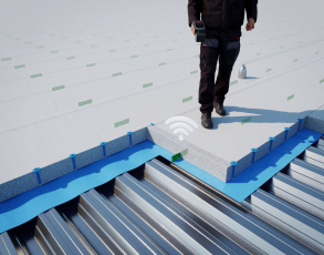 bezkabelový a bezbateriový systém na detekci zatékání plochých střech Hum-ID