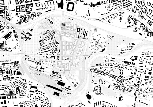 1. místo. Vanda Kotková z Fakulty architektury ČVUT, Ateliér Novotný-Koňata-Zmek, Ústav navrhování I, s projektem Praha-re_vize/Bohdalec, v němž navrhuje čtvrť s různorodou zástavbou