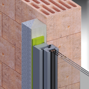 Předsazení 90 mm. Tento systém je tvořen tříhranným nosným profilem s tupými hranami a izolačním klínem. Profily jsou zafixovány vůči podkladu pomocí vysokopevnostního lepidla.