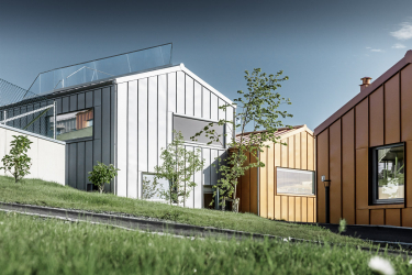 Bør Hill – 23 rodinných domů s pestrobarevnou hliníkovou fasádou značky PREFA