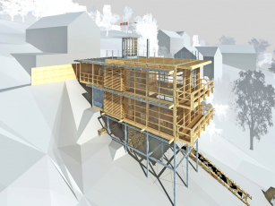 Dům Radčice, Huť architektury Martin Rajniš, autoři – Martin Rajniš, Tomáš Kosnar