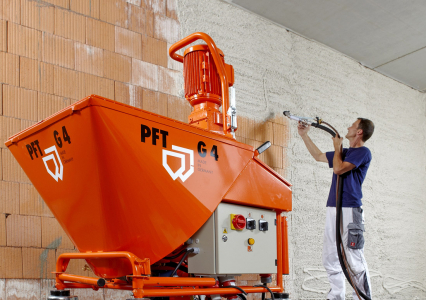 Originální omítací stroj Knauf PFT G4 s příslušenstvím zajistí, aby omítka byla bez hrudek a bublinek
