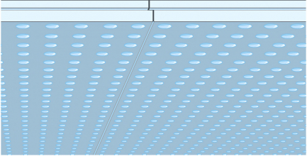 Detail hrany desky Cleaneo Linear – hrany do sebe přesně zapadnou tak, aby ze vzdálenosti 2,5 m nebyly spáry znatelné