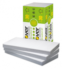 Obr. 5b: Nejnovější desky pro ETICS ISOVER EPS GreyWall SP (Sun Protect) mají šedé jádro opatřené bílou vnější ochrannou vrstvou, která umožňuje montáž na přímém slunci včetně montáže z lávek.