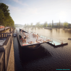 Návrh plovoucích říčních lázní, vizualizace SDAR