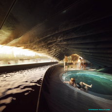 Návrh plovoucích říčních lázní, vizualizace SDAR