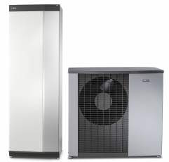 Vnitřní systémová jednotka VVM S320 a tepelné čerpadlo systému vzduch–voda NIBE F2120