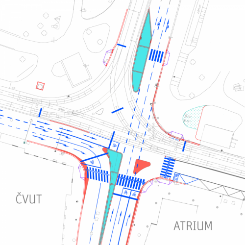 Křižovatka Resslovy a Karlova náměstí, situace