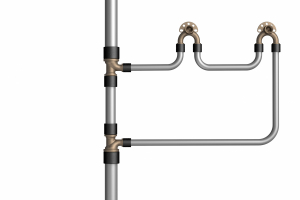 Princip kruhové instalace s kolenovým T-kusem RAUTITAN RX