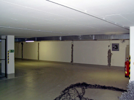 Obr. 1: Pravidelné rozrastrování míst, kde zatéká: což je v místech trhlin a dalších spár obvodové konstrukce