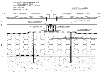 Detail fasády z tahokovu