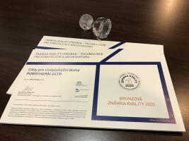 Bronzová Známka kvality VÝROBEK – TECHNOLOGIE pro stavitelství a architekturu 2020