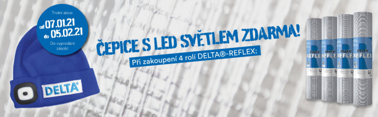 Akce pro řemeslníky: za 4 role parotěsné zábrany DELTA®REFLEX čepice s LED světlem zdarma