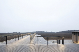 Jako finální povrch části amfiteátru a celé části střechy byla navržena dřevěná podlaha