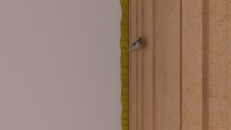 Před omítáním se odstraní přesahující materiály. Ořízne se minerální vlna v ostění a PU pěna pod stropem