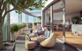 Terasa a pohled do bytu v Rezidenci Oliva