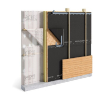 DELTA®-FASSADE 10 za obkladem s uzavřenými spárami. Zdroj: Dörken