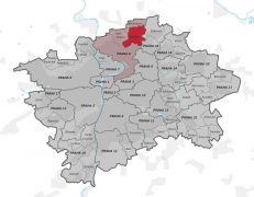 Obr. 2: Ďáblice se nacházejí na severu Prahy. Kanalizace musí být svedena z toho to vyššího území dolů do hlavní čistírny odpadních vod na břehu řeky Vltavy