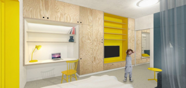 Vizualizace - pokoj (zdroj: Nadační fond Dům Ronalda McDonalda)