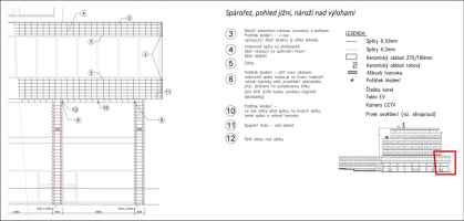 Spárořez, pohled jižní, nároží nad výlohami