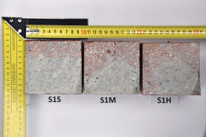 Obr. 10: Vzorky konzistence S1 seřazené podle frekvence hutnění – příčný řez