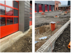 Odvodňovací žlaby pro pojezd hasičských aut