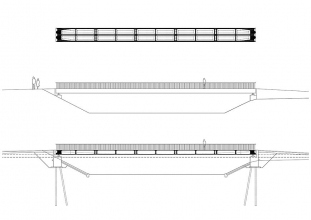 Půdorys, pohled a řez mostu v Příboře