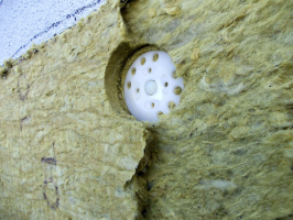 Obr. 8: V konečné fázi hrozí, že vrchní tuhá vrstva desek, která není mechanicky nijak upevněna, se může společně se základní vrstvou a omítkou oddělit v důsledku namáhání souvrství ETICS sáním větru a změnami teploty