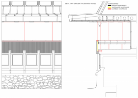 Detail zasklení vyhlídkového ochozu v 1. NP